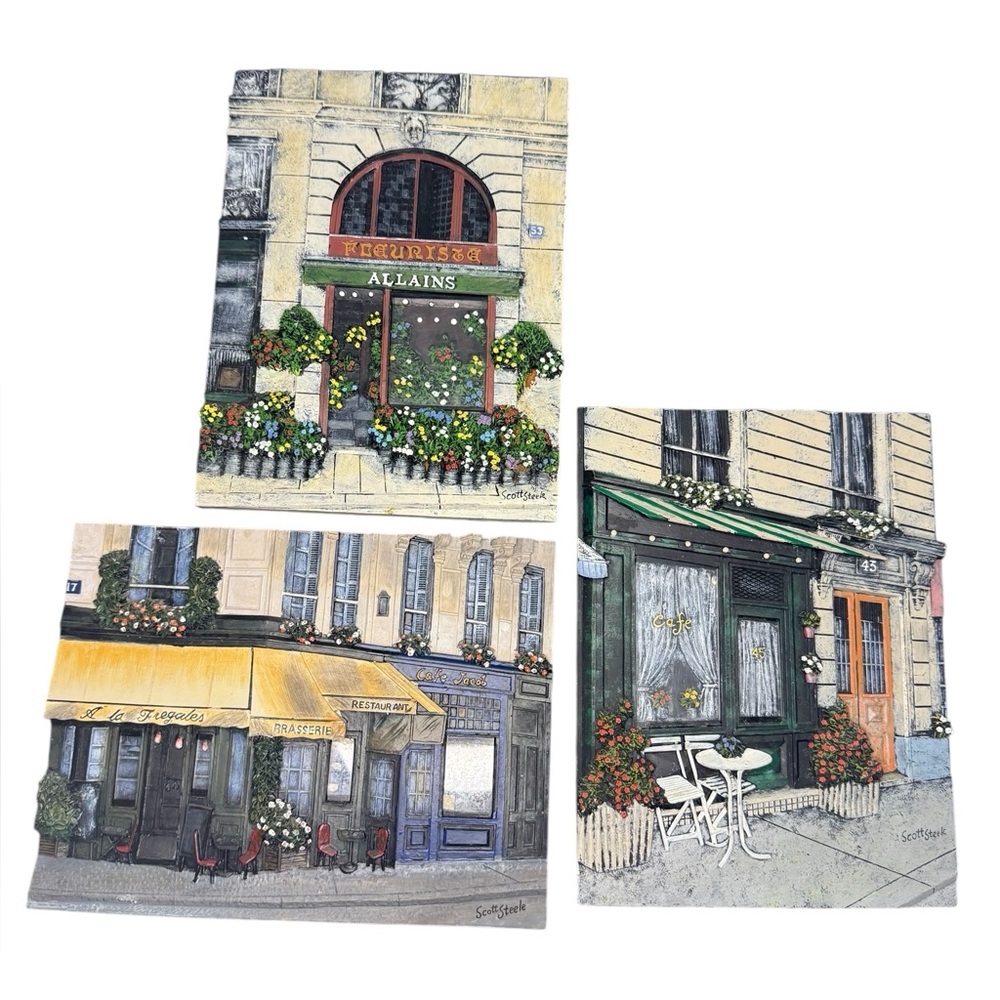 Scott Steele Facade Wall Plaques Paris Storefront Café Bistro Brasserie